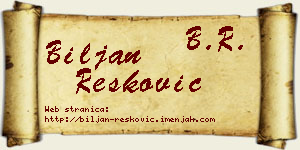 Biljan Resković vizit kartica